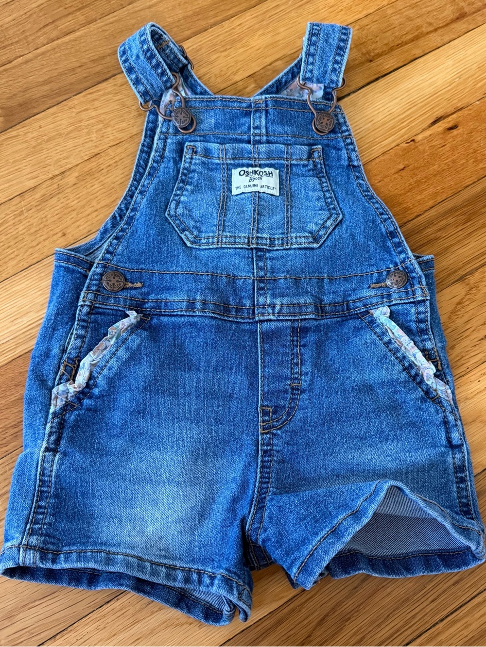 Oshkosh Denim Snap Overalls Floral Pocket Size 18 months